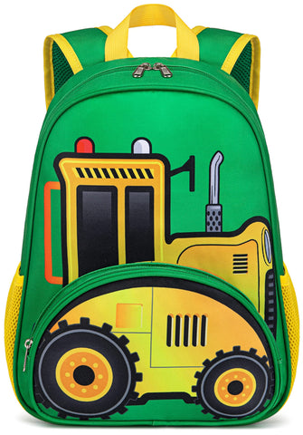 BTOOP Kids Backpack Little Boys Tractor Toddler BookBag Preschool Kindergarten School Bag Nursery Small Daypack with Chest Strap