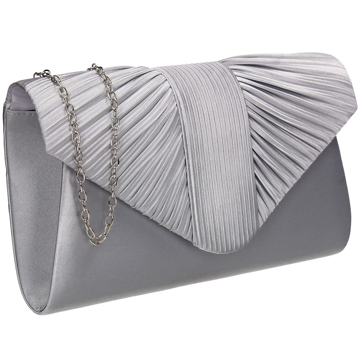 SwankySwans Sophie Womens Satin Party Prom Wedding Evening Clutch Bag Purse (Silver)