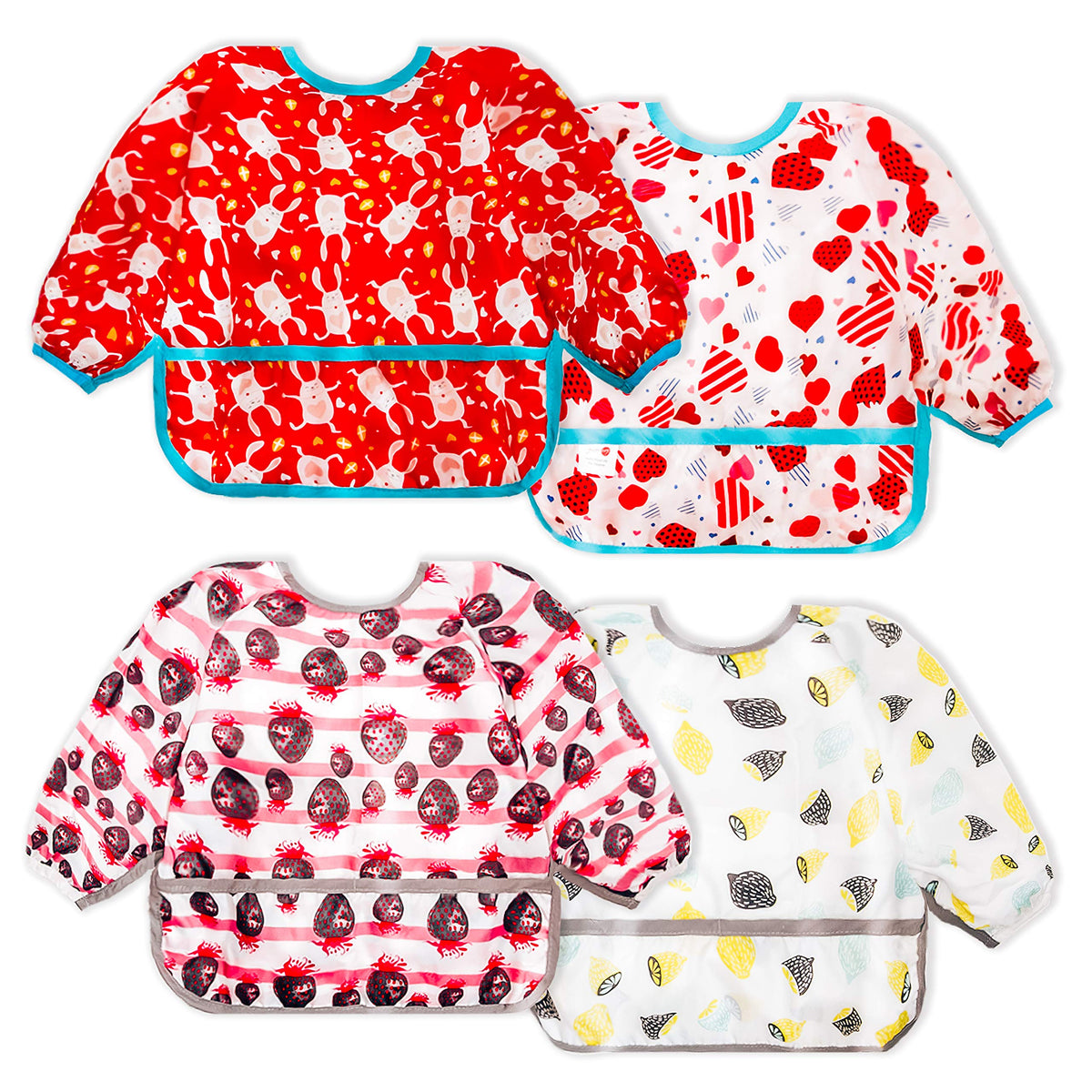 Joyo roy Baby Bibs with Sleeves for Girls 4Pack Waterproof Bibs Baby Bibs for Weaning Baby Bib 3-5 Year long sleeve bib waterproof bibs for babies sleeved bib