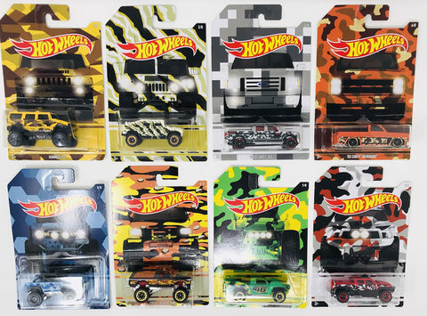 Hot Wheels 2017 Camouflage Series Bundle of 8 Die-Cast Vehicles 1:64 Scale