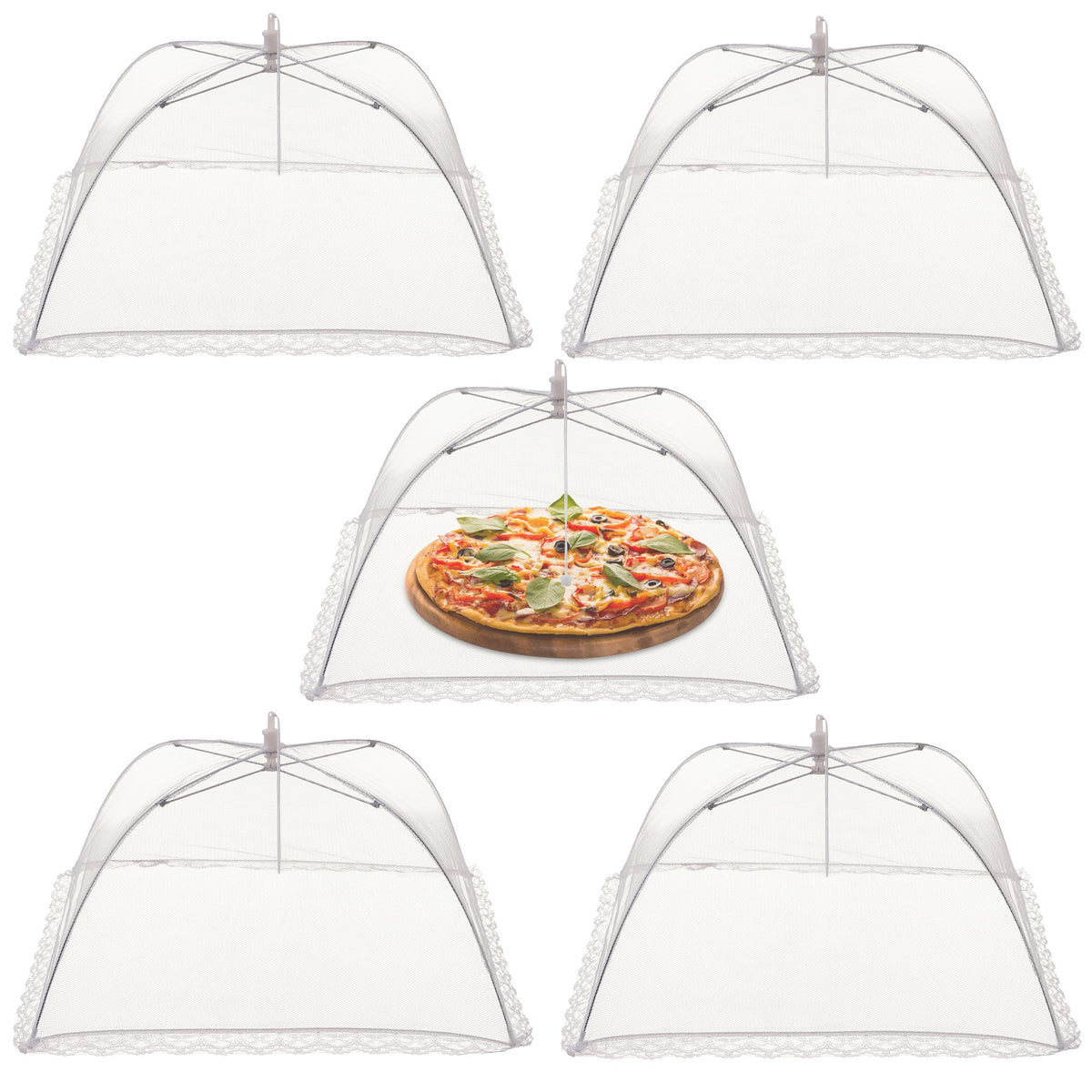 Bramble - 5 Mesh Pop-Up Food Covers for Fruit Bowl, Kitchen, Outdoor BBQs, Picnics, Camping - Insect Fly Proof Fine Mesh Screen Cover Collapsible Tents, Net Food Covers Pop Up Plate Covers for Food