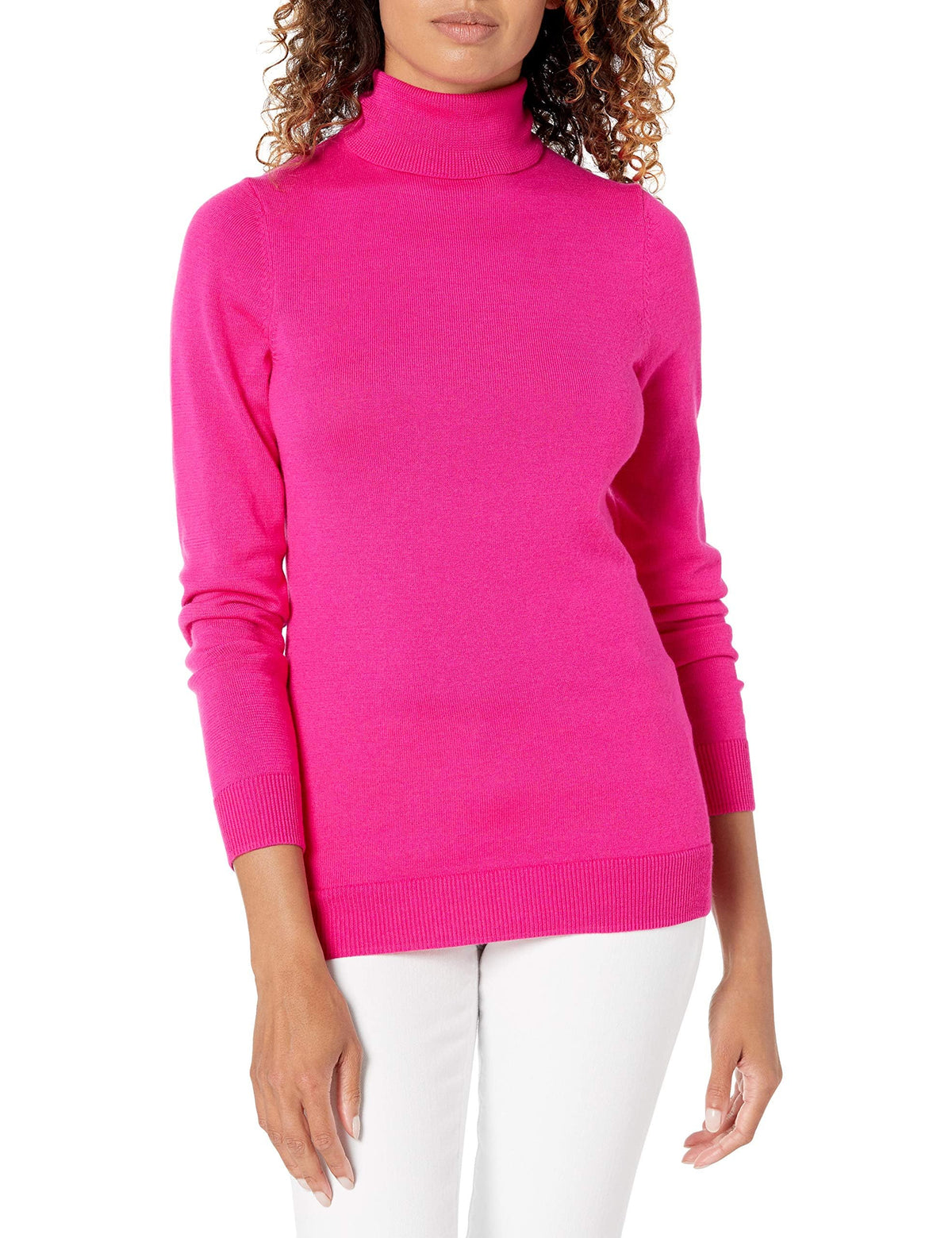 Amazon Essentials Women's Classic-Fit Lightweight Long-Sleeve Turtleneck Jumper (Available in Plus Size), Bright Pink, XXL