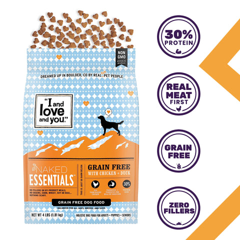"I and love and you" Naked Essentials Chicken & Duck Grain Free Dry Dog Food, 11 LB