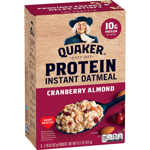 Quaker, Instant Oatmeal, Cranberry Almond, 6x 2.18 Oz Pouches per Box