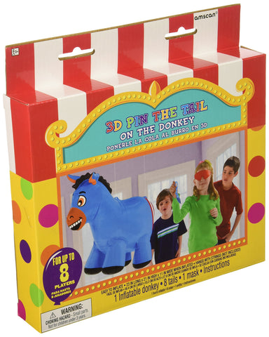 3-D Pin Paper The Tail On The Donkey Game - 23" x 21" (1 Set) - Engaging Party Activity with Unique 3D Design - Perfect for Kids & Family Gatherings