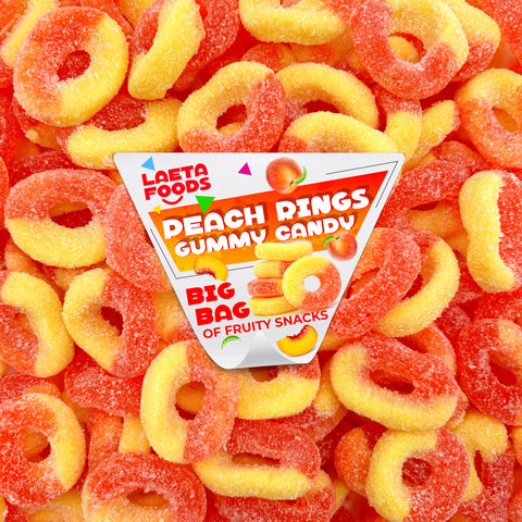 LaetaFood Peach Rings Gummy Candy (1 Pound Bag)