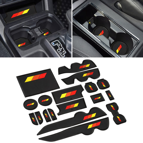 SENSHINE Custom Liners for Toyota Tacoma Accessories 2016-2021 2022 2023 Non-Slip Anti Dust Liner Cup Holder, Center Console, and Door Pocket Inserts Mats Premium Interior (Double Cab) (Black Trim)
