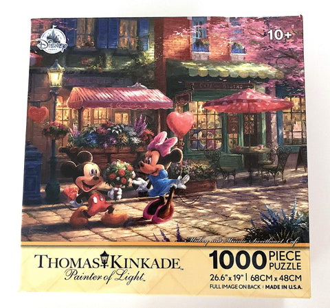 Disney Parks Kinkade Mickey Minnie Sweetheart Cafe 1000 piece Jigsaw Puzzle