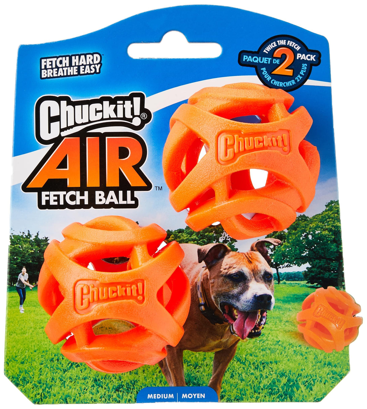 Chuckit! Air Fetch Dog Ball Durable Rubber Dog Toy Launcher Compatible Dog Balls, 2 Pack, Medium