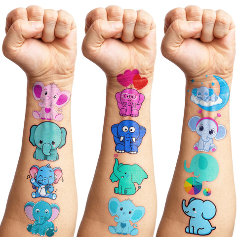 Generic Elephant Temporary Tattoos Baby Showers Birthday Party Supplies Favors Decorations Super Cute 82 PCS Fake Tattoos Stickers for Boys Girls School Classroom Rewards Gifts Ideal