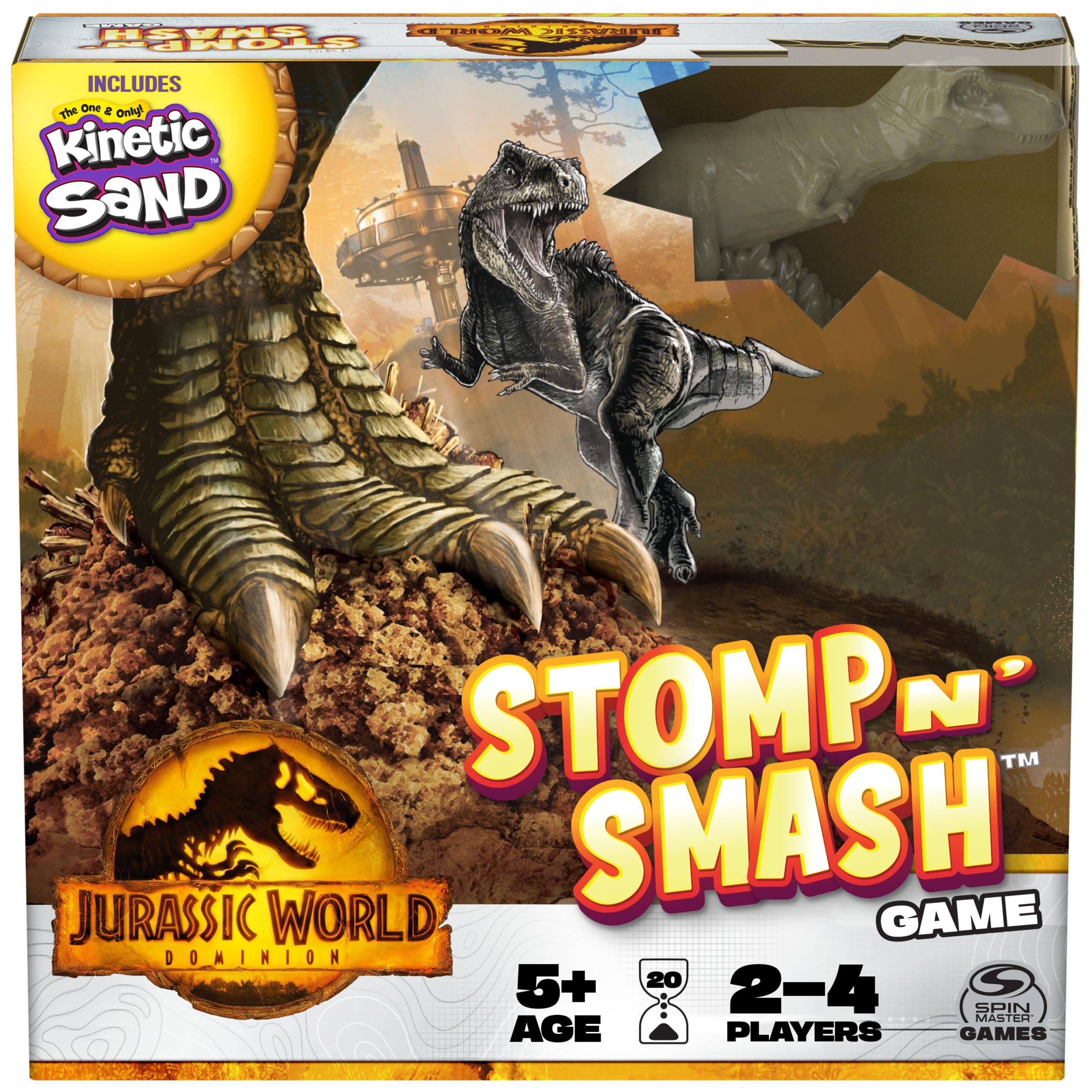 Jurassic World Dominion, Stomp NÃƒÆ’Ã†â€™Ãƒâ€šÃ‚Â¢ÃƒÆ’Ã‚Â¢ÃƒÂ¢Ã¢â€šÂ¬Ã…Â¡Ãƒâ€šÃ‚Â¬ÃƒÆ’Ã‚Â¢ÃƒÂ¢Ã¢â€šÂ¬Ã…Â¾Ãƒâ€šÃ‚Â¢ Smash Board Game Sensory Dinosaur Toy with Kinetic Sand Jurassic Park Movie Family Game, for Kids Ages 5 & up