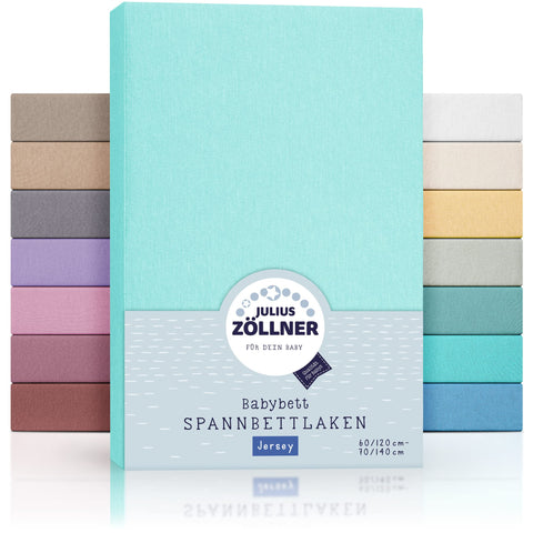 Julius ZÃ¶llner Fitted Sheet for cots (60 x 120 cm/70 x 140 cm, Jersey Mint)