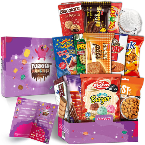 Midi International Food Hamper | Premium Exotic Foreign Foods | Unique Hampers & Gourmet Gift for Men and Women | American Alike Retro Turkish Foods | 12 Full-Size + 1 Bonus Snacks