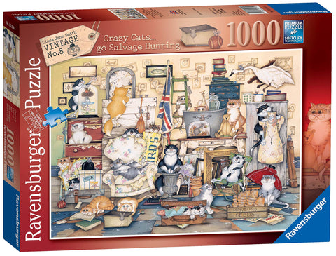 Ravensburger Crazy Cats Vintage No.8 - Go Salvage Hunting 1000pc Jigsaw Puzzle