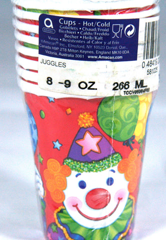 Juggles The Clown 9 oz. Hot/Cold Cups- Birthday Party 8 Count by Amscan