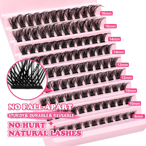 JIMIRE Lashes Clusters, Reusable Fluffy Cluster Lashes, Natural Wispy DIY at Home Eyelash Extensions with Individual D Curl, 8-16mm, 108 Pcs (C-02)