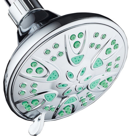 AquaDance Antimicrobial - Anti-Clog High-Pressure 6-Setting Shower Head with Nozzle Protection from Growth of Mold, Mildew & Bacteria for Stronger Shower! 4" Coral Green