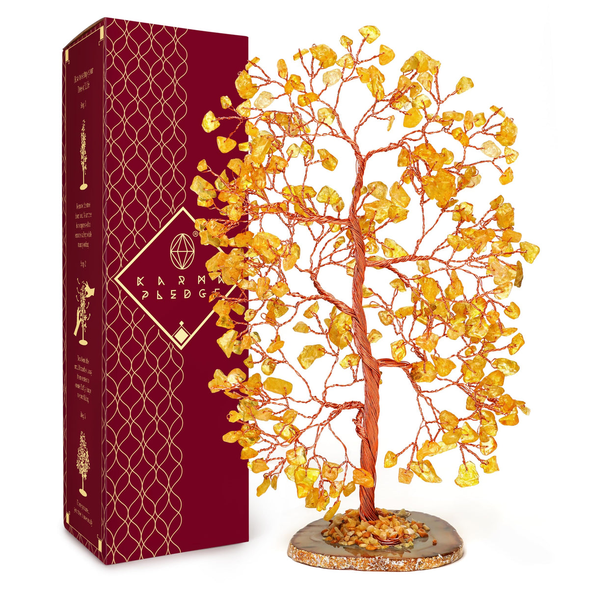 Crystal Tree of Life, 7 Chakra Citrine Healing Crystals Tree for Positive Energy, Money Bonsai Trees, Handcrafted Feng Shui DÃ©cor for Home and Office Desk Decoration, Spiritual & Good Luck Gifts