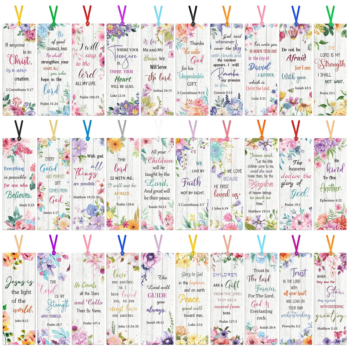 120 Pack Bible Verse Bookmarks Inspirational Scripture Christian Book Markers Religious Motivational Encouragement Flower Page Clips Presents for Women School Office Supplies