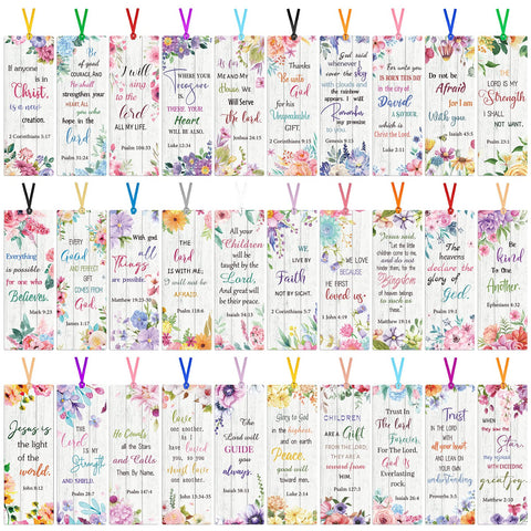 120 Pack Bible Verse Bookmarks Inspirational Scripture Christian Book Markers Religious Motivational Encouragement Flower Page Clips Presents for Women School Office Supplies