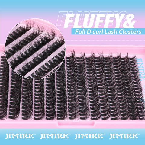 JIMIRE Fluffy Lash Clusters Volume Wispy 50D Thick Mink Eyelash Clusters D Curl 9-16mm Cluster Eyelash Extensions 280Pcs Individual Lashes Beginners Friendly False Mink Extensions