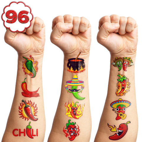 106 PCS Chili Peppers Birthday Party Decorations Favors Supplies Hot Spicy Mexican Cinco De Mayo Fiesta Red Chili Cook Off Blow Up Food Decor Stickers Temporary Tattoos Gift School Prizes Rewards