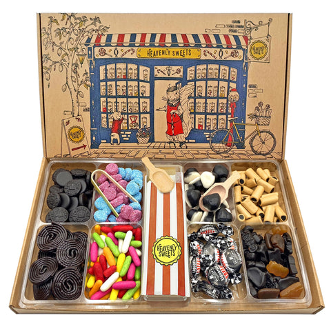 Extra Large Liquorice Sweets Gift Set Hamper Box | 1.2kg Pick and Mix - Retro Sweet Shop in a Box - Heavenly Sweets