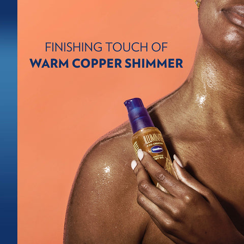 Vaseline Illuminate Me Body Oil - Shimmering Body Bronzer, Radiant Body Glow Oil, Hydrating Shimmer Body Oil for Melanin-Rich Skin, Body Shimmer Oil for Glowing Skin, 3.3 Oz Ea (Pack of 2)