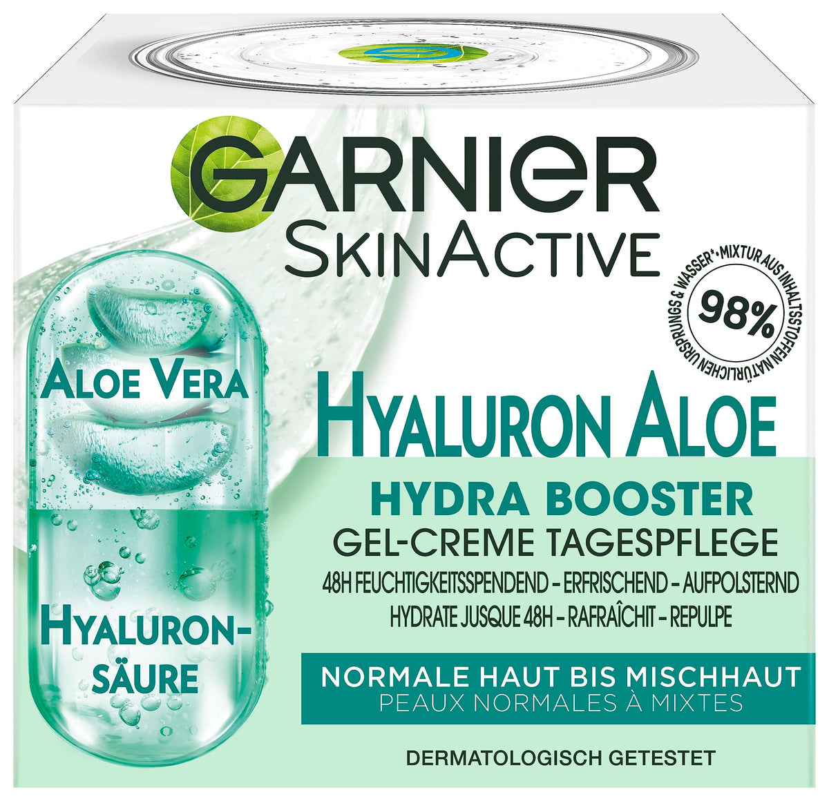 Garnier 3-in-1 Moisturiser for Firm and Radiant Skin, as Day Cream, Night Cream or Face Mask, with Hyaluronic and Aloe Vera, Skin Active, 50 ml