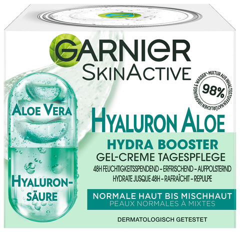 Garnier 3-in-1 Moisturiser for Firm and Radiant Skin, as Day Cream, Night Cream or Face Mask, with Hyaluronic and Aloe Vera, Skin Active, 50 ml