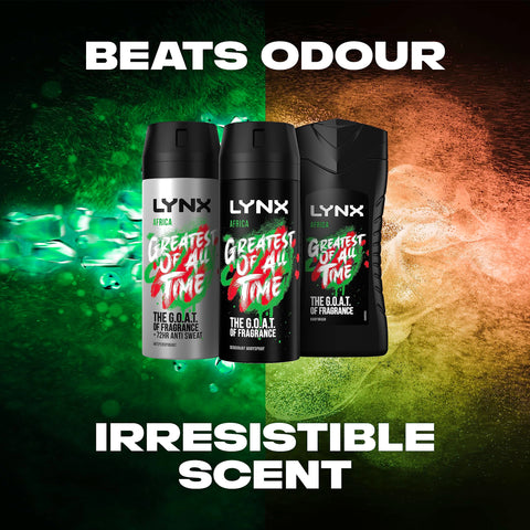 LYNX Africa Washbag Deodorant Gift Set Body Wash, Body Spray and Anti-perspirant perfect for his daily routine 3 piece