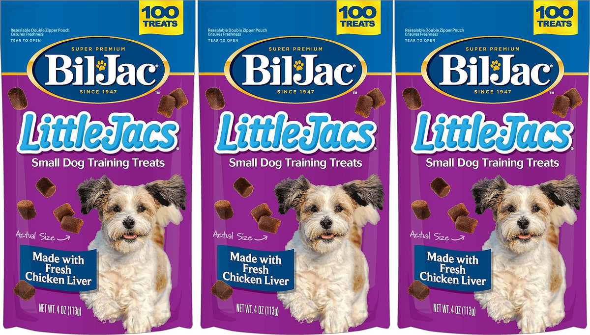 Bil-Jac 3 Pack of Little Jacs Small Dog Training Treats, 4 Ounces Each, Made with Fresh Chicken Liver