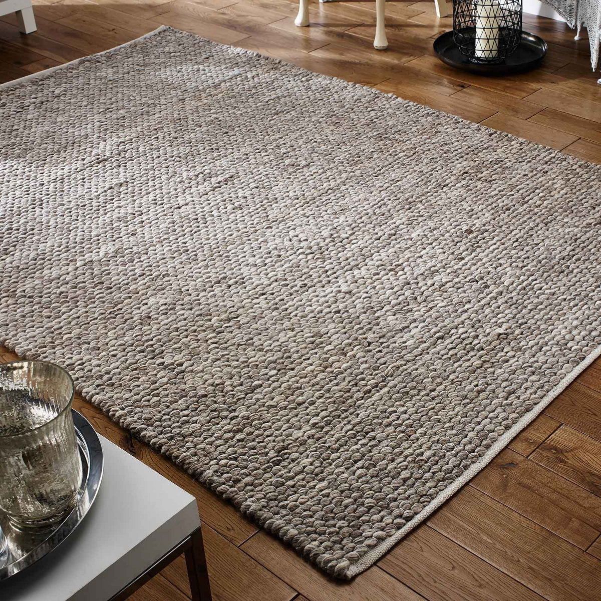 Rugs Direct Rug, 100% Wool, Grey, 80cm x 150cm
