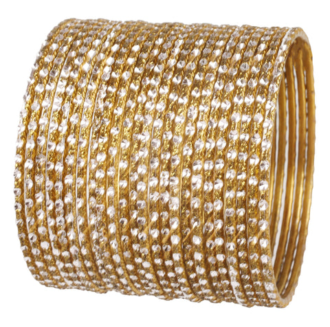 Touchstone NEW Indian Bollywood Fashion Handcrafted Pretty Stylish Hand Saw Peeled Antique Gold Color Designer Jewelry Bracelets Bangle. Set Of 24. In Antique Tone For Women.