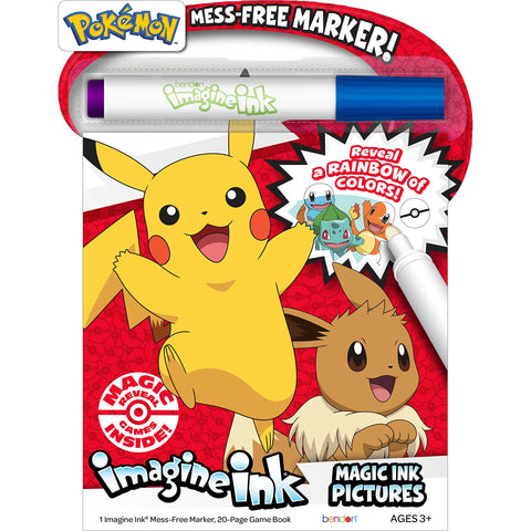 Pokemon 20 Page Imagine Ink Coloring Book Pad, Mess Free Marker Bendon 54126