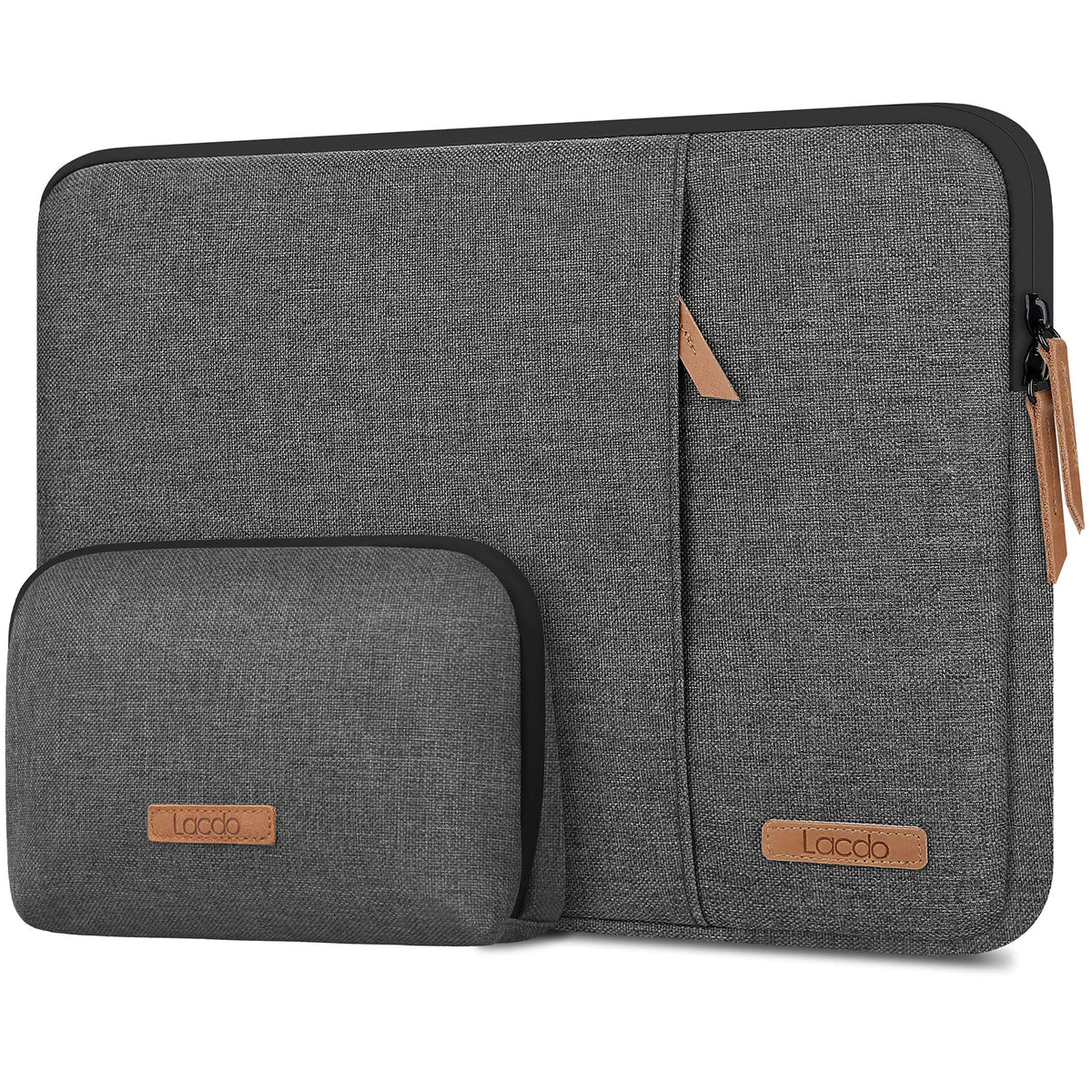Lacdo 360° Protective Laptop Sleeve Case for 14 inch New MacBook Pro M4/M3/M2/M1 Chips Pro Max A3112 A3401 A3185 A2918 A2992 2024-2021, 13.8" Surface Laptop 7 Copilot+PC with Accessory Bag, Dark Gray