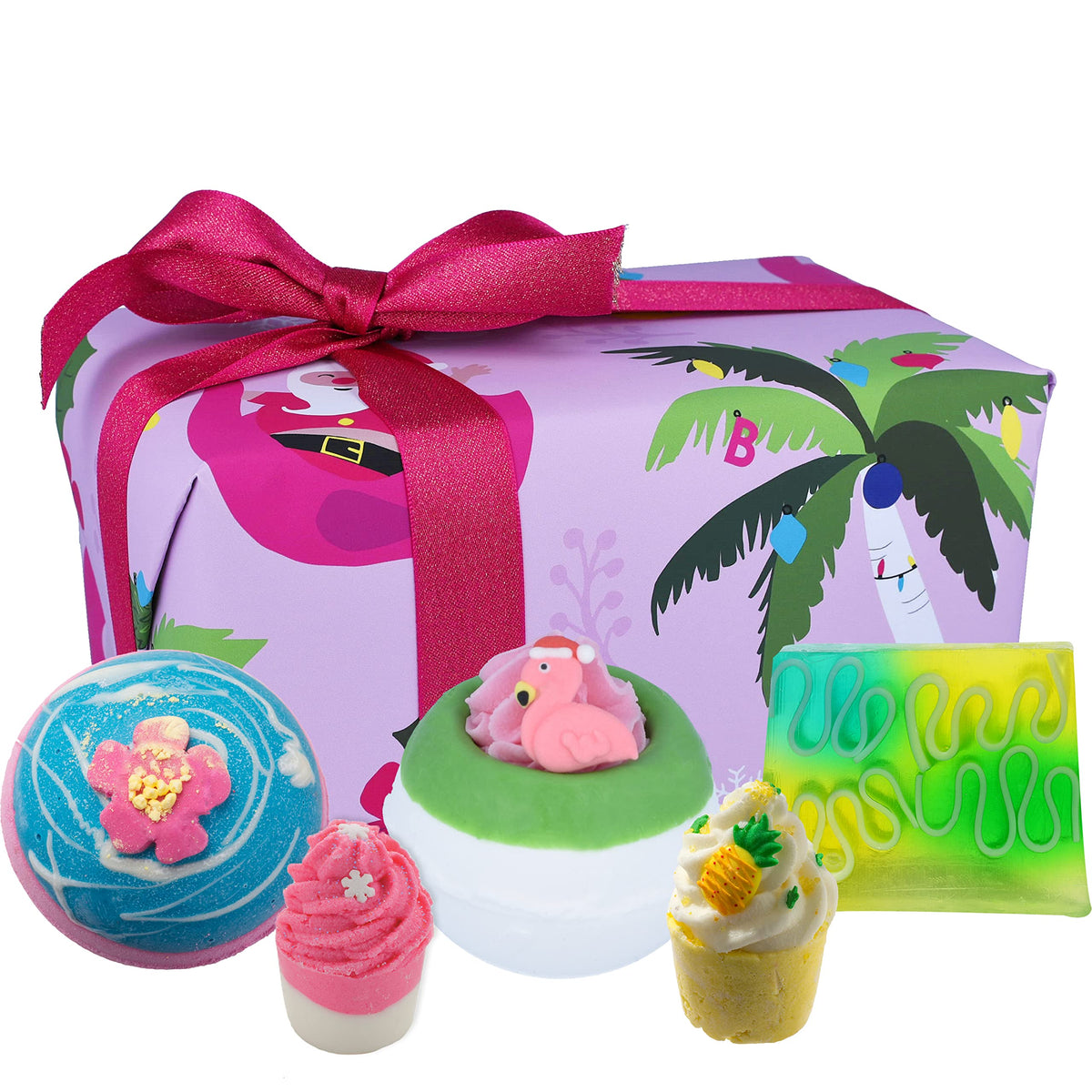 Bomb Cosmetics Christmas Tropicana Handmade Wrapped Bath and Body Gift Pack, Contains 5-Pieces, 520g