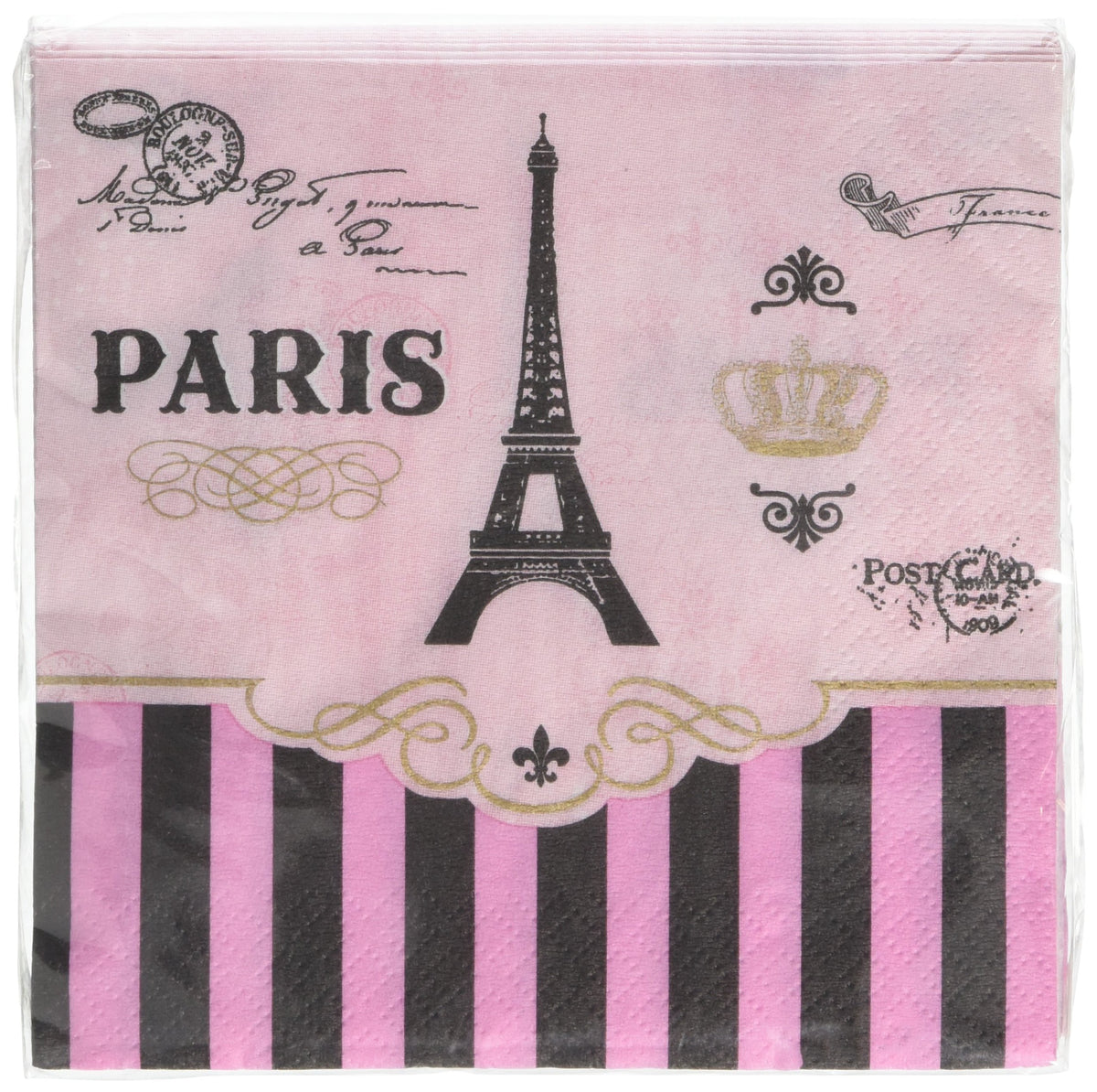 Amscan 501729 Day in Paris Beverage Napkins, Multi Color