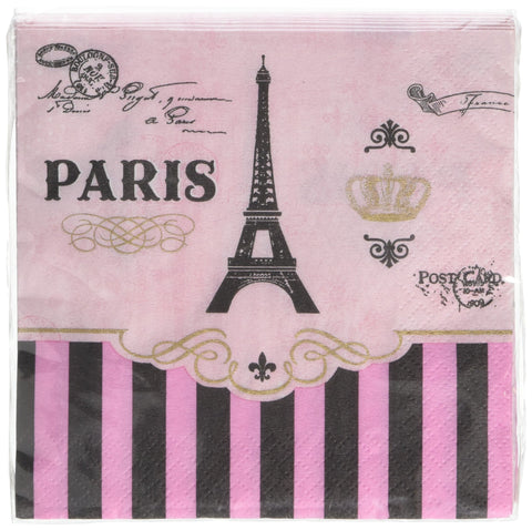 Amscan 501729 Day in Paris Beverage Napkins, Multi Color