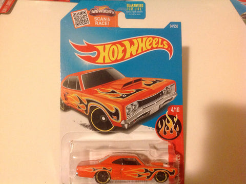 hot wheels orange with black yellow flames 69 dodge coronet superbee hw flames 94 of 250 scan and race 2015