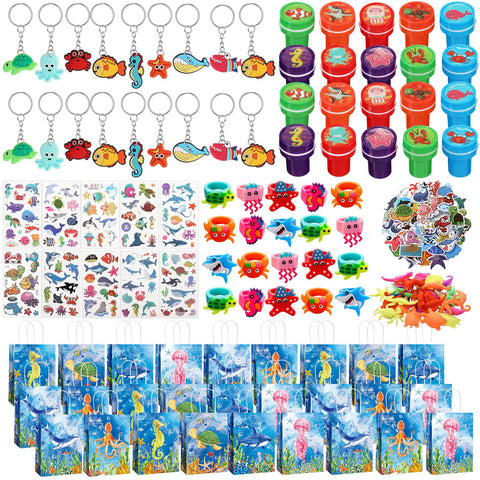 Threan 200 Pcs Under the Sea Party Favors for Kids Sea Animals Ocean Birthday Party Supplies Under the Sea Party Decorations with Gift Bag for School Rewards Prize PiÃ±ata Filler Goodie Bag Stuffers