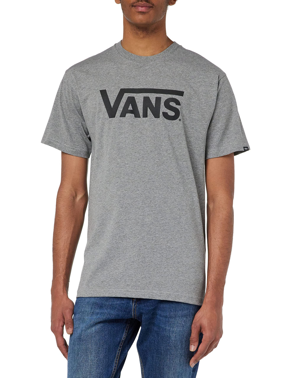 Vans Men's Classic Vans Drop V T-Shirt, Grey Heather-black, XL