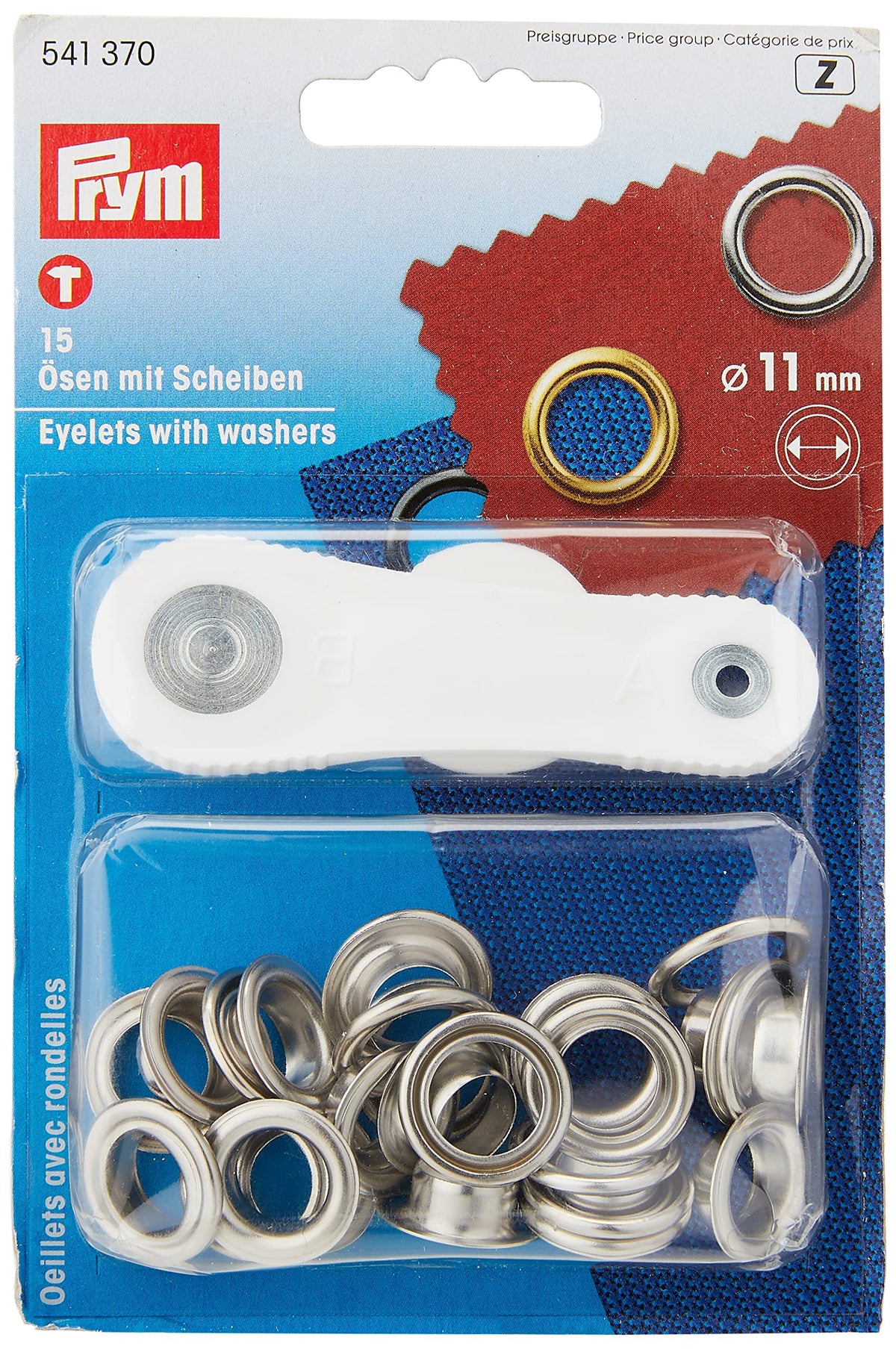 Prym Eyelets and Washers Brass Silver col 11.0 mm, Durchmesser 11 mm