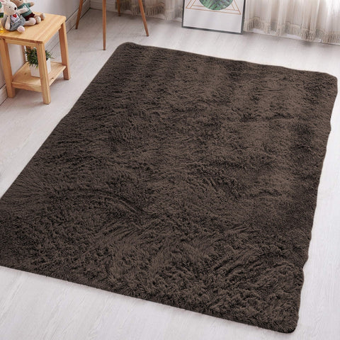 Aspire Homeware Rugs Living Room - Brown Area Rugs 60x110cm for Bedroom Anti Slip - Modern Super Soft Thick Pile Fluffy Shaggy Rug Non Shedding