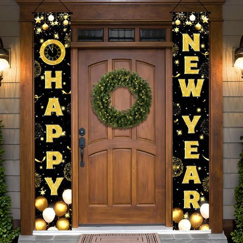 KatchOn, Happy New Year Door Banner - 72x12 Inch | Happy New Year Porch Banner for Happy New Years Decorations 2025 | Happy New Year Banner, New Years Eve Banners, New Years Eve Party Supplies 2025