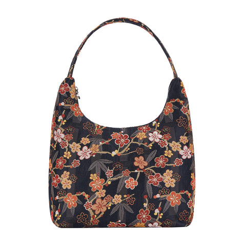 Signare Tapestry Hobo Shoulder bag Slouch Purse For Women with Ume Sakura Flower Japanese Style (HOBO-SAKURA)