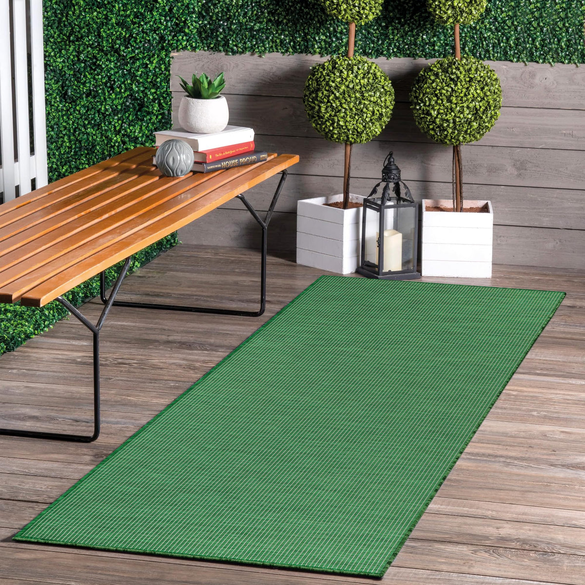 Jimri Indoor and Outdoor Rug - Weatherproof Rug for Balcony, Patio, Garden, Living Room, Kitchen - Durable Floor Rug, Resists UV Rays & Water - Size 60 x 110 cm, Green