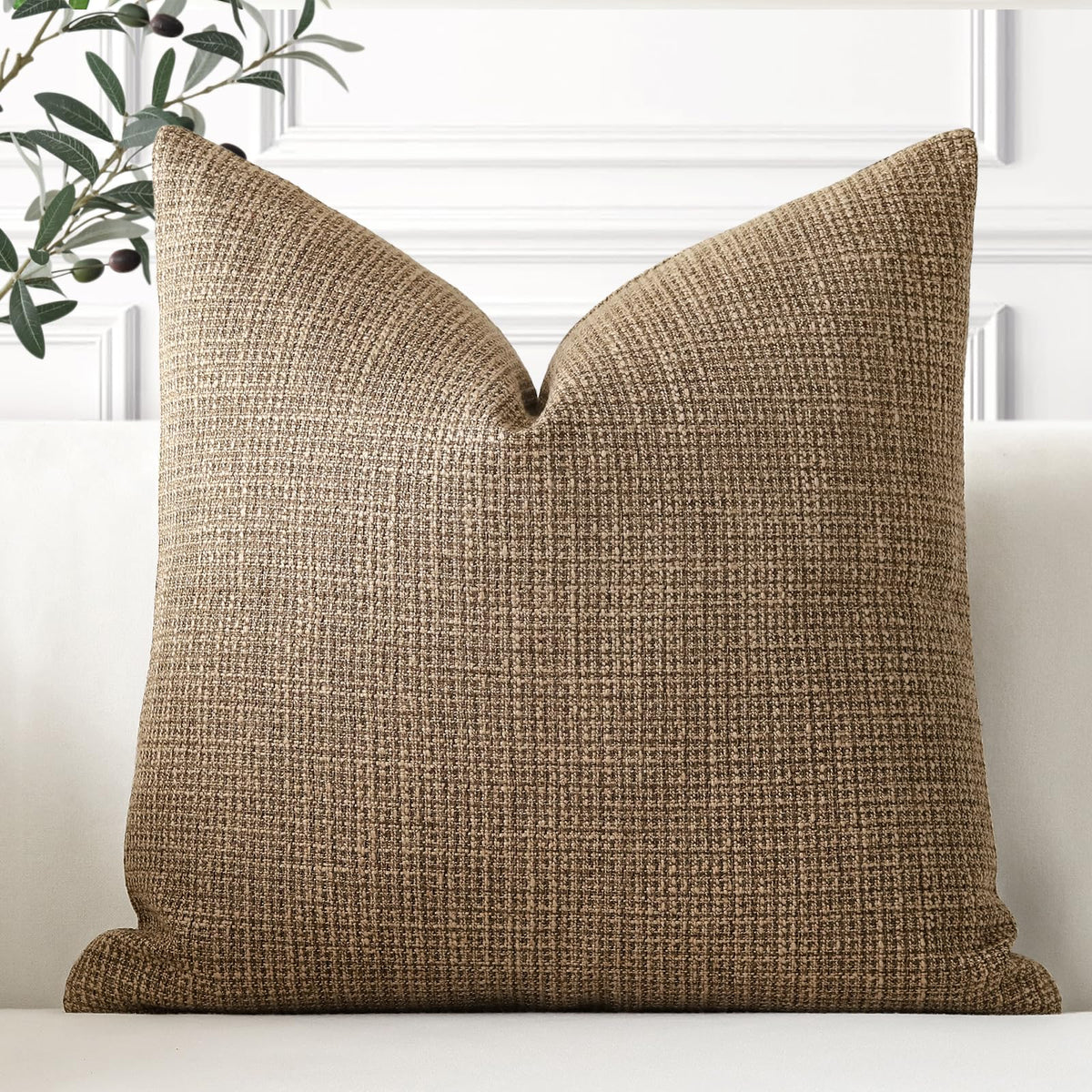 Artscope Linen Cushion Covers Set of 1 Decorative Square Pillowcase Pillow Cover 24x24 Inch for Home Decor Sofa Bedroom Car 60x60cm Brown