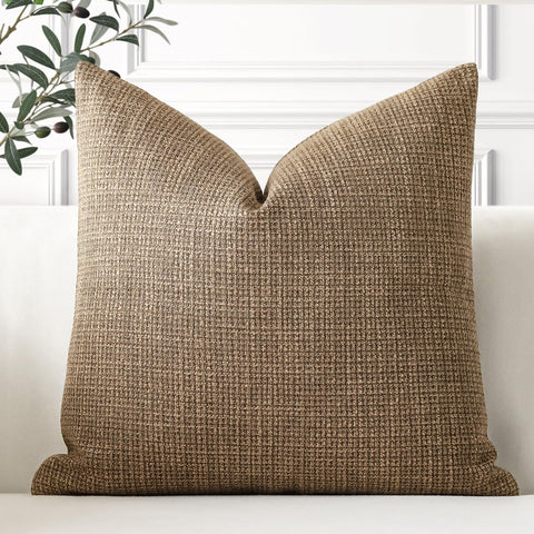 Artscope Linen Cushion Covers Set of 1 Decorative Square Pillowcase Pillow Cover 24x24 Inch for Home Decor Sofa Bedroom Car 60x60cm Brown