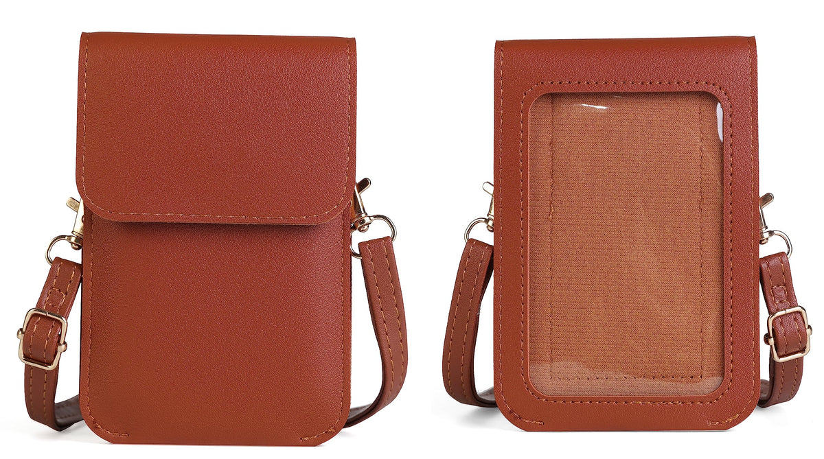 Carry pouch with a transparent window and pocket for Freestyle Libre 2 / Libre 3 / Libre 14 day (All Models) (BROWN)